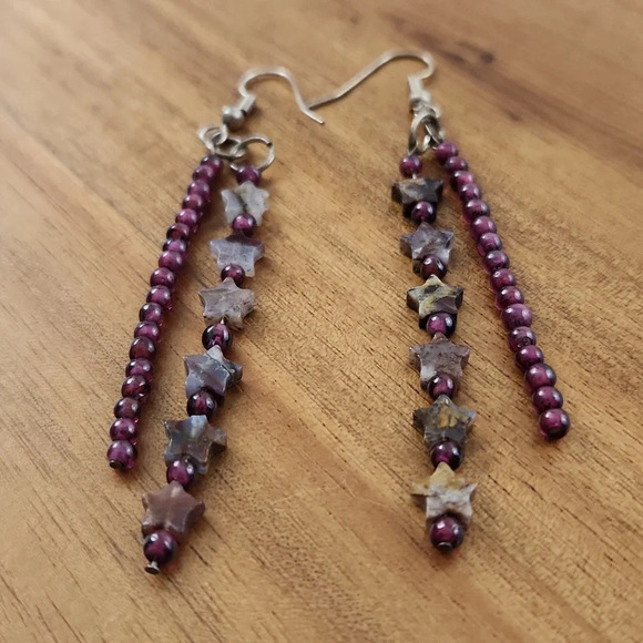 Purple stone drop earrings - Picture 1 of 6